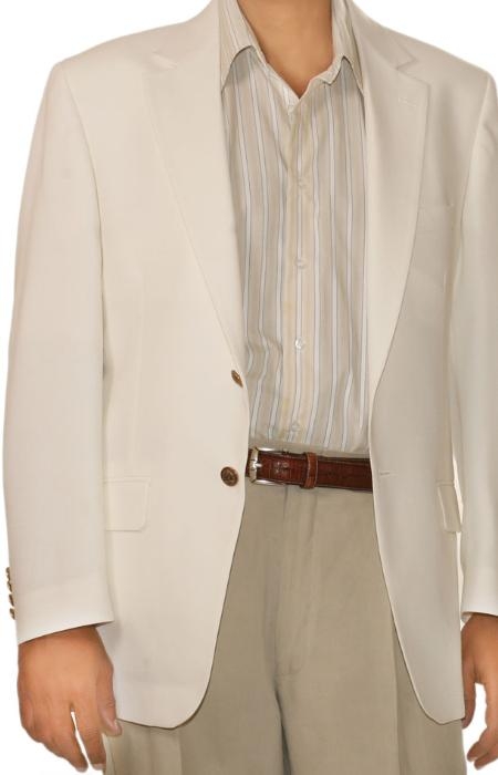 SKU#UM9632 White Spring/Summer Men's Two Button Blazer