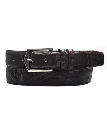 Mezlan Belts Men's Genuine World Best Alligator ~ Gator Skin Dark Brown Handmade Belt