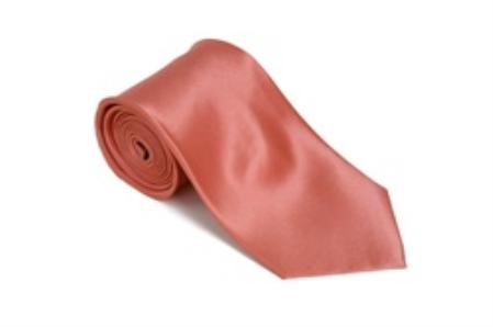 Apricotpink 100% Silk Solid Necktie With Handkerchief Buy 10 of same color Tie For $25 Each-Men's Neck Ties - Mens Dress Tie - Trendy Mens Ties