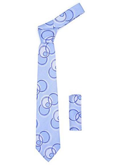 Men's Geometric Pattern Baby Blue Necktie - Men's Neck Ties - Mens Dress Tie - Trendy Mens Ties