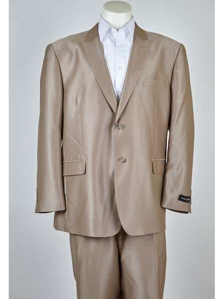 Beige Men's Classic Fit 2 Button  Suit