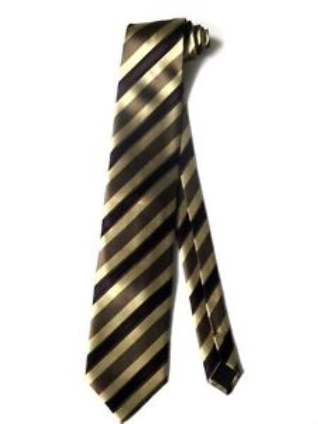 Tie Set Beige Brown Very Dark Purple With Multi Pinstripes - Men's Neck Ties - Mens Dress Tie - Trendy Mens Ties