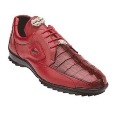 Authentic Genuine Skin Italian Vasco Hornback & Calfskin Dress Sneaker Red 