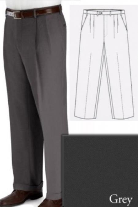 Grey Pic-Stitched Edges and Fly Big and Tall Dress Pants 