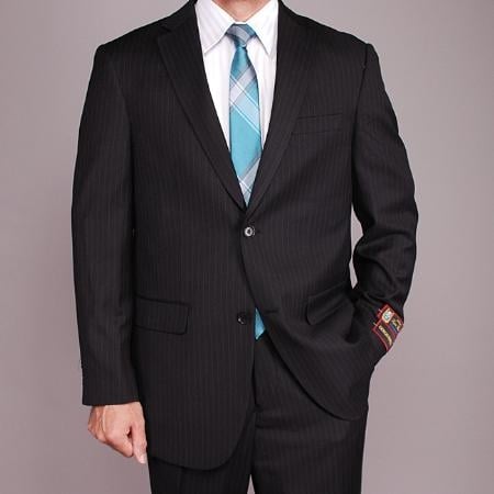 Men's Black Pinstripe 2-button 2 Piece Suits - Two piece Business suits Suit