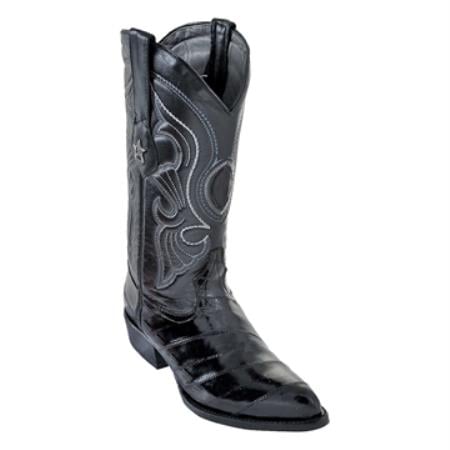 Los Altos Boots Black R-Toe Genuine Eel - Botas De Anguila