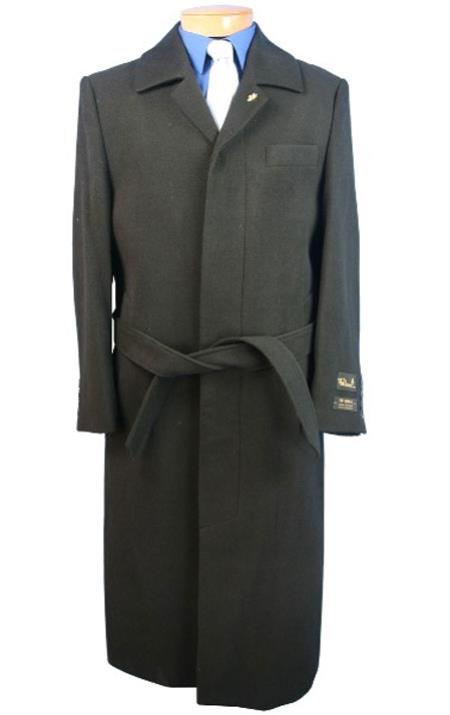 Men's Dress Coat Blu Martini Men's Aero Black Full Length Long Men's Dress Topcoat -  Winter coat