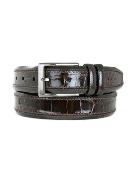 Mezlan Belts Brand Men's Genuine Crocodile Brown Cinturon De Cocodrilo