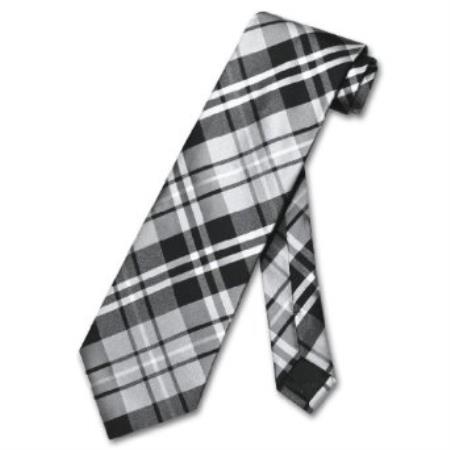 Black Grey White Design Men's Neck Tie - Men's Neck Ties - Mens Dress Tie - Trendy Mens Ties