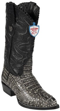 Wild West Rustic Black J-Toe caiman ~ World Best Alligator ~ Gator Skin Hornback Cowboy Boots 