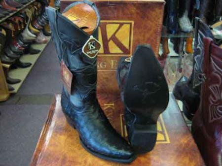 King Exotic Boots Black Genuine Ostrich Snip Toe Skin Western Cowboy Dress Cowboy Boot Cheap Priced For Sale Online EE - Botas De Avestruz