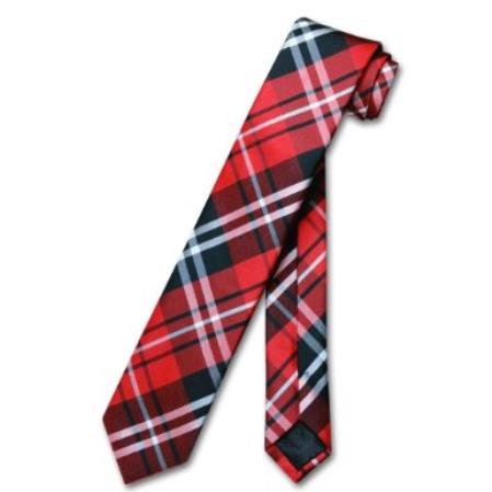Narrow NeckTie Skinny Black Red White Men's 2.5 Neck Tie -Men's Neck Ties - Mens Dress Tie - Trendy Mens Ties