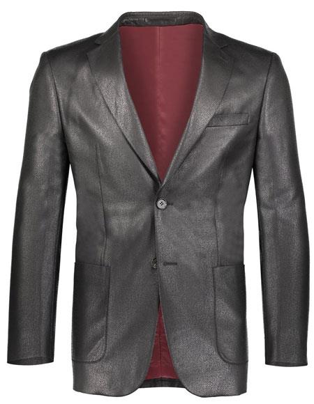 Men's Black Shiny Solid Pattern Slim Fit 2 Button Cheap Priced Designer Fashion Dress Casual Blazer For Men On Sale Blazer