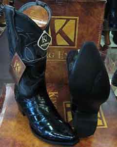King Exotic Boots Black Snip Toe Genuine Eel Western Cowboy Boot ~ botines para hombre- Botas De Anguila