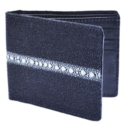 Men's Genuine Exotic Animal Skin Rowstone Black ~ Genuine Stingray CARTERAS billetera Card Holder Wallet 