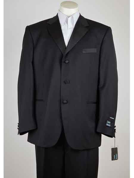 Men's Black Polyester 3 Button  Suit
