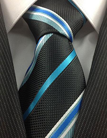 Men's Stylish Necktie Black Turquoise and White Fashion Tie -Men's Neck Ties - Mens Dress Tie - Trendy Mens Ties