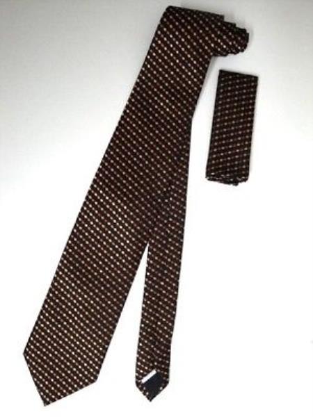 Neck Tie Set Black W/ Mini Orange Spots - Men's Neck Ties - Mens Dress Tie - Trendy Mens Ties