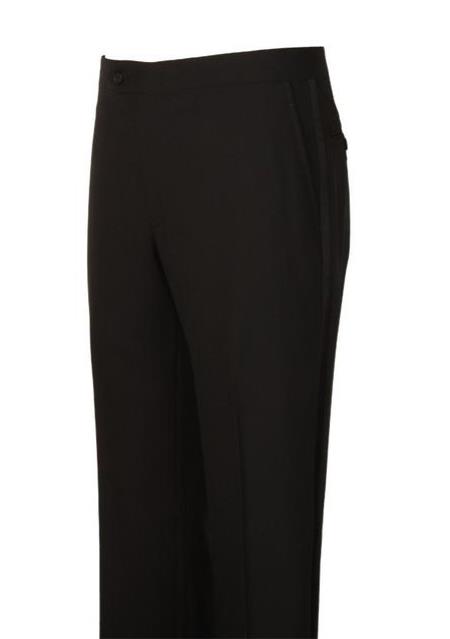 Clothing Black 100% Wool Flat Front Dress Pants unhemmed unfinished bottom 