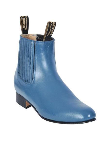 Blue Jean Leather Los Altos Boots Chelsea Charro Botin Boot - Short Cowboy - Western Ankle Boots