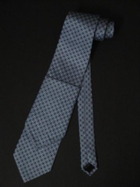 Silk Neck Tie W Hanky Blue Dotted Design - Men's Neck Ties - Mens Dress Tie - Trendy Mens Ties