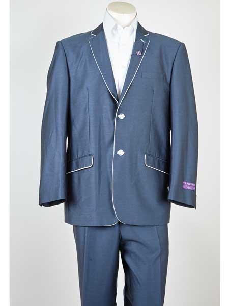 Men's Navy Tuxedo - Blue Tuxedo Suit With White Trim Lapel Slim Fit Wedding Suit - Prom Suit