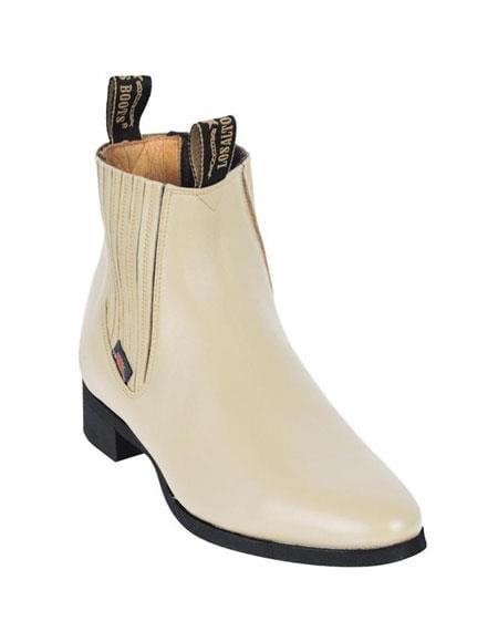 Los Altos Boots Charro Botin Short Ankle Deer Bone Leather Boot ~ botines para hombre For Men - Short Cowboy - Western Ankle Boots