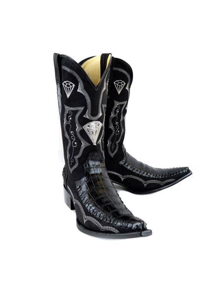 Men's Bota Imitacion Coco Panza Negro Mexican Cowboy Boot For Men