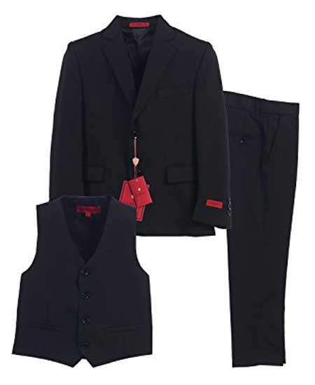 Boy's 3 Piece  Black Vest Formal Suit With Pants Set