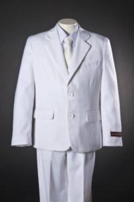 Boy's 2 Button White 5 Piece Suit 