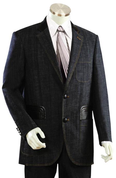 Men's Brass Button Black Plain Zoot Suit