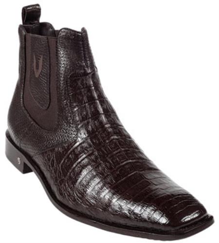Men's Short Boots World Best Alligator Skin Belly Brown ~ Men's Genuine caiman Dress Boot Ankle Dress Style For Man