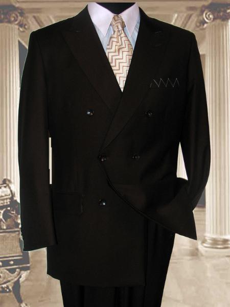 Men's Classic Double Breasted Suits Solid Color Brown Suit With Side Vent Jacket Pleated Pants 