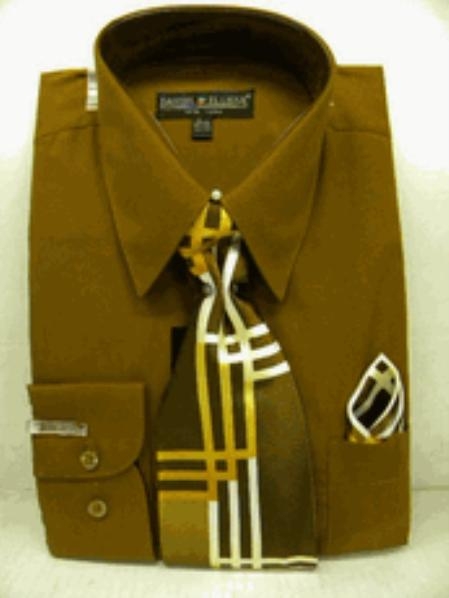 Brown Combinations Set Tie Men's Dress Shirt