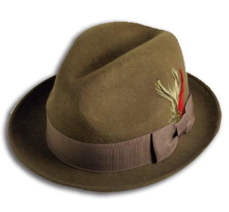 New Men's 100% Wool Fedora Trilby Mobster Brown Mens Dress Hats