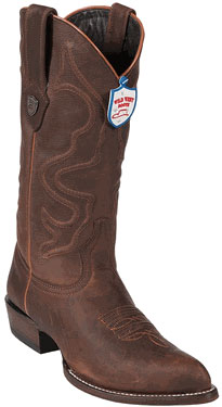 Wild West Walnut J-Toe Leather Cowboy Boots 