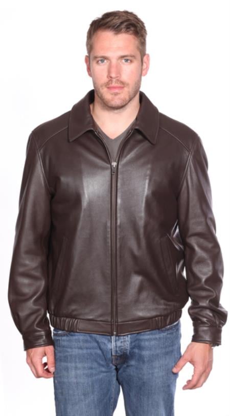 Walden Genuine Leather Bomber Jacket Brown Available in Big and Tall ...