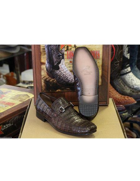 Men's Slip On Stylish Dress Loafer Genuine Crocodile Los Altos Shoes Brown