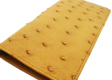 Men's Genuine Exotic Animal Skin Ferrini Brand Ostrich Checkbook - Buttercup 