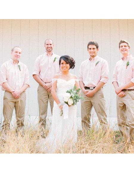 Men's casual groomsmen attire Any Color Shirt  + Pants + Belt Call to Place Color Of Your Choice 