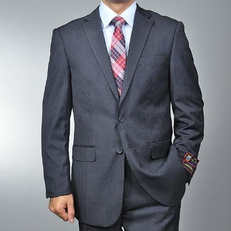 Conservative Textured Small Patterned Charcoal Grey 2-button Suit - Mens Business Suits