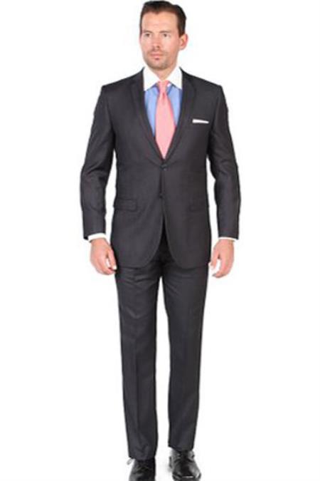 Men's Slim Fit Charcoal 2 Button Closure Suit 