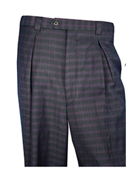 Men's Plaid ~ Checker Pattern Wide Leg pants Available in Blue or Brown ...
