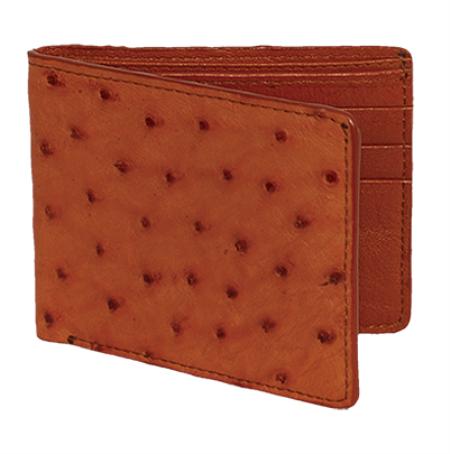 Men's Genuine Exotic Animal Skin Wallet ~ billetera ~ CARTERAS Cognac Genuine Ostrich Card Holder Wallet 