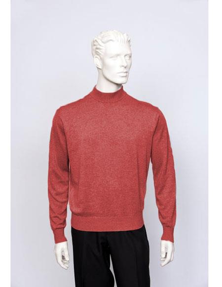 Men's TULLIANO Solid Silk Blend Brighton Mens Long Sleeve Mock Neck ...