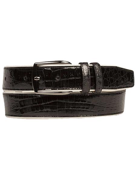 Mezlan Belts Brand Men's Genuine Crocodile / Calfskin Black Skin Cinturon De Cocodrilo