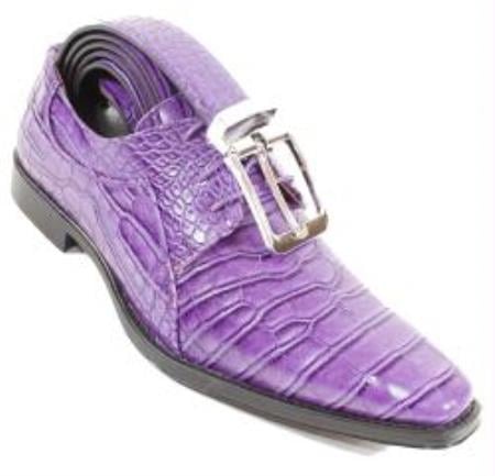 Purple Crocodile Alligator Exotic Print Skin lace Up Shoe ...