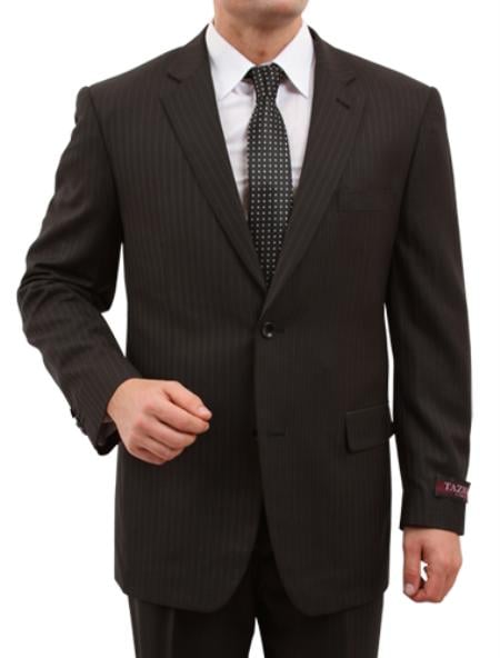 Men's Solid Black 2 Button Fully Lined For Comfort Fit Front Closure Suit - Wool