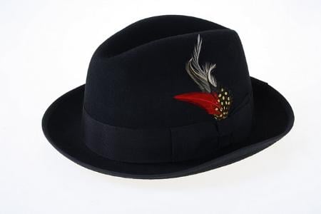 Mens Dress Hat Black Wool Fedora Men's Dress Hats