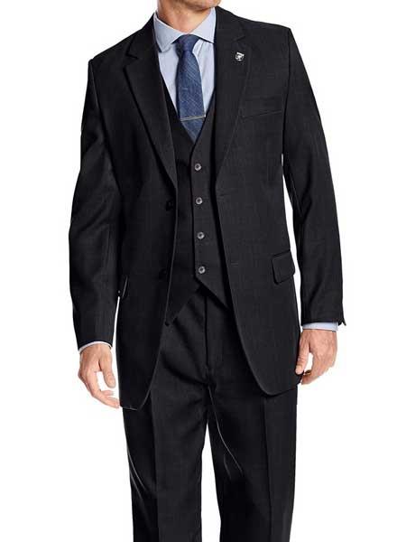 Men's Heather Dark Gray Classic 1920s Suny 3 Piece Vested Suit